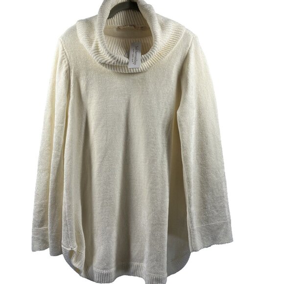 Soft Surroundings Womens Chenille Sweater Large Cowl Neck Ivory Soft Winds Tunic - Picture 1 of 10